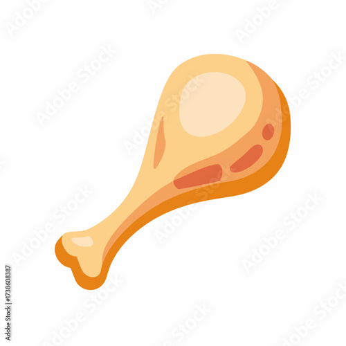 Simple Chicken Leg Flat Icon Design