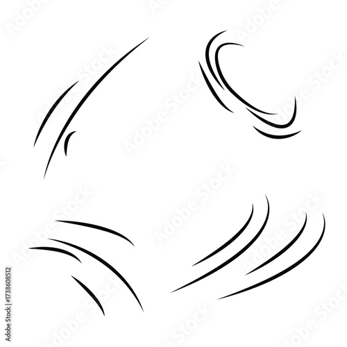 Line speed cartoon effect, boom explosive motion line element set. Comic boom burst, explosive smoke, line speed cartoon vector icon. Hand drawn sketch doodle action effect. Vector illustration