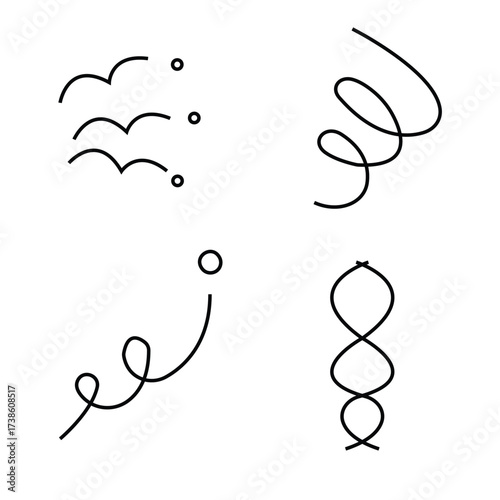 Line speed cartoon effect, boom explosive motion line element set. Comic boom burst, explosive smoke, line speed cartoon vector icon. Hand drawn sketch doodle action effect. Vector illustration