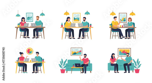 Modern colleagues collaborating and working together in a shared office space environment creating a productive atmosphere for success