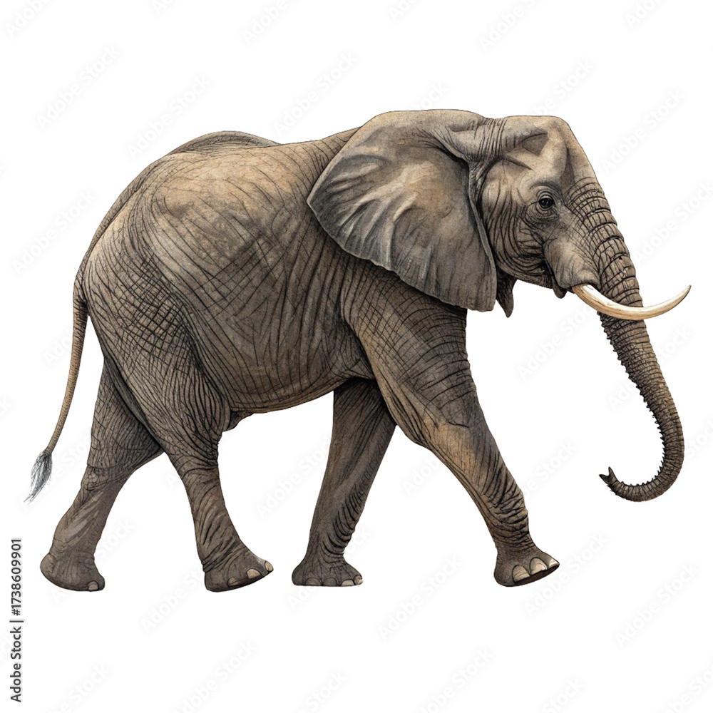 Obraz premium Majestic African Elephant portrait with impressive tusks, exuding power and natural grandeur for wildlife projects