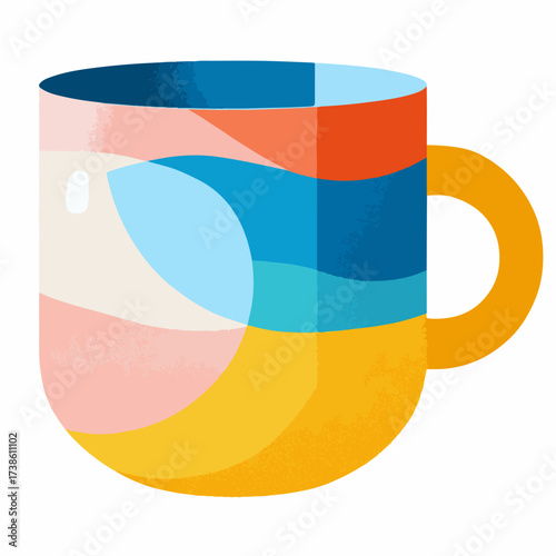Colorful Coffee Cup Icon in Flat Style