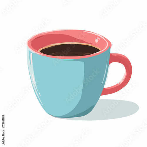 Colorful Coffee Cup Flat Vector Icon