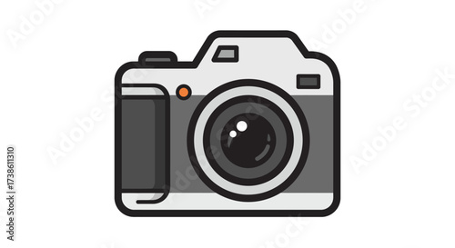 Isometric vintage film camera with tripod on white background