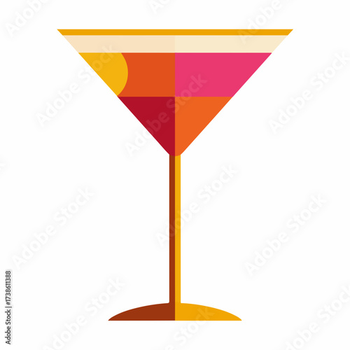 Sleek Cocktail Glass Icon in Flat Vector Style