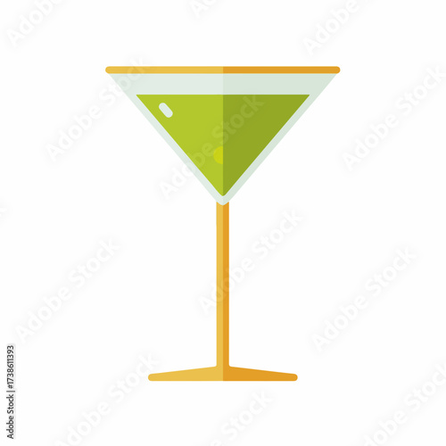 Elegant Cocktail Glass Icon in Flat Style