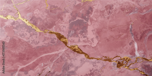 Abstract Marble Pink Gold Pattern Stone Vein Luxury Texture Background.