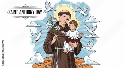 Celebrating Saint Anthony Day a Reverent Observance Honoring the Beloved Saint and His Lifelong Devotion to Faith and Service with Symbolism of Peace and Blessings