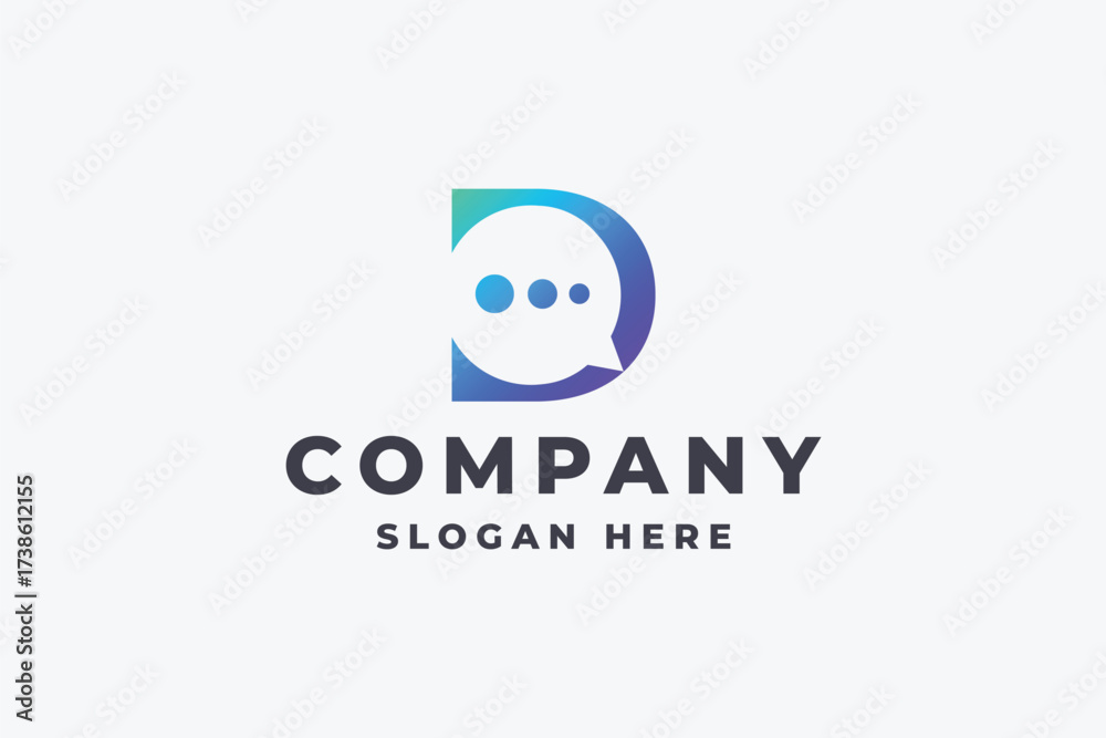Obraz premium Modern Chat App Letter D Logo 