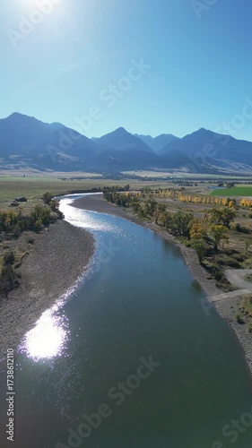 Flying Over Yellowstone River in Paradise River MT