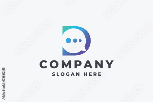 Modern Chat App Letter D Logo

