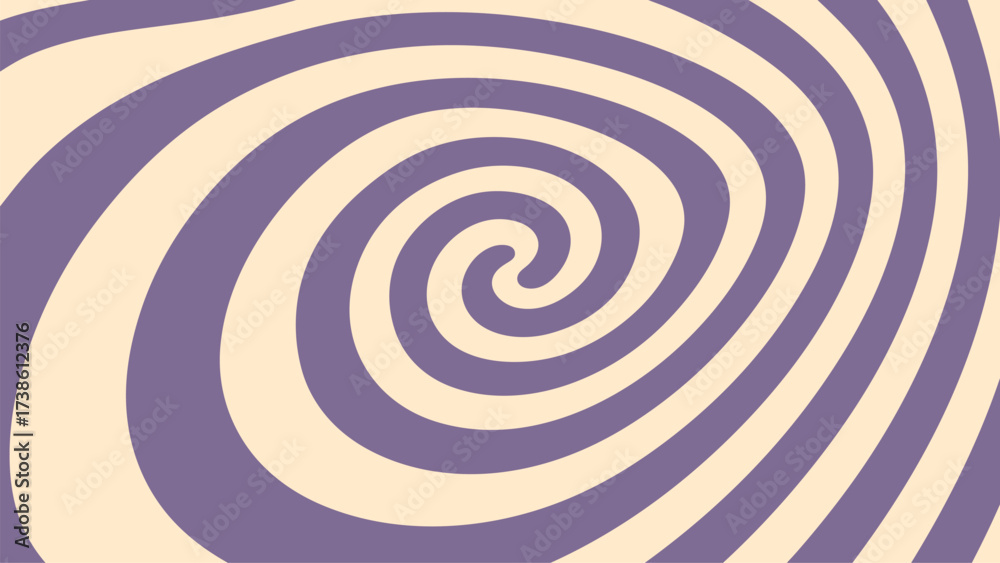 Fototapeta premium Wavy spirals abstract background with groovy pattern for retro design. Hypnotic circular pattern for graphic banner and cover.