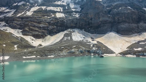 Time lapse, lake made out of melted glacier. Lake Griessseeli, Clariden Glacier, Klausen Pass, canton of Uri, Switzerland
