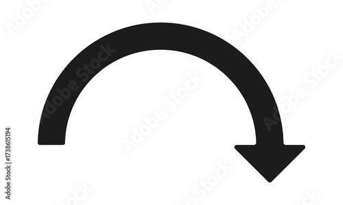 Rounded Semicircle Curved Downward Arrow Icon