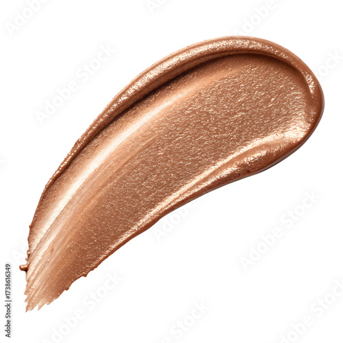  Shimmery cosmetic product swatch liquid makeup streak on isolated black background