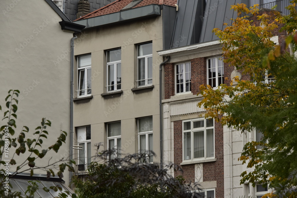 Naklejka premium L'architecture diversifiée des façades d'immeuble à Anvers (Antwerpen) 