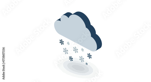 3d cloud with snowflakes: modern weather icon for winter themes