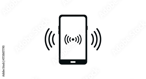 Minimalist smartphone vibration icon with signal waves