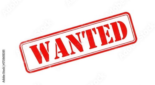 Red wanted stamp isolated on transparent background for crime and justice concept
