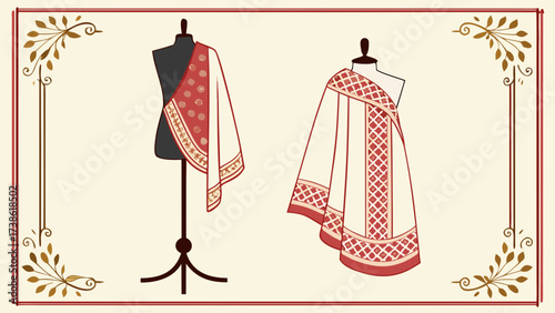 Elegant saree designs showcased on mannequins, featuring intricate patterns and traditional indian craftsmanship