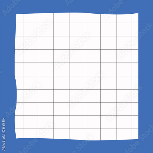 Geometric light grid on blue background blank. Notepad paper hand drawn line style pastel color.