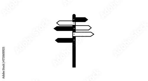 Simple directional signpost silhouette on white background