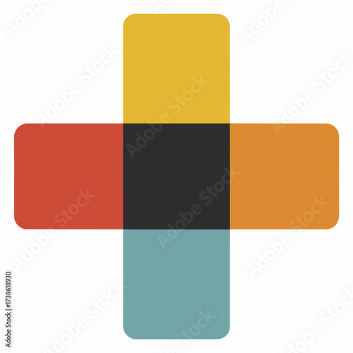 Red filled cross icon illustration design