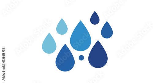 Abstract blue water droplets on white background