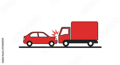 Simple red car and truck collision design for safety awareness