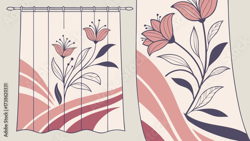 Stylish curtains with a floral design, bringing a touch of elegance and sophistication to any living space, perfect for enhancing your home decor