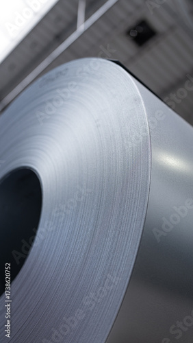Steel Coil in Industrial Warehouse – Metal Processing, Cutting and Transport 