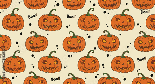Spooky Jack-o'-Lantern Seamless Pattern for Halloween Background