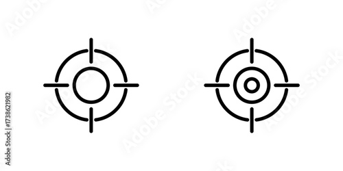 Crosshair and target aim icon set, Target icons with circular crosshair variations, aim and accuracy symbols set, Aiming icons, Gun target icons,  Vector illustration.