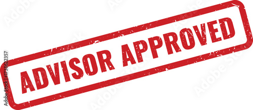 Red "Advisor Approved" Rubber Stamp on White Background, Indicating Official Endorsement from an Advisor
