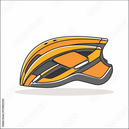 Sporty Cycling Helmet Vector Outline Design