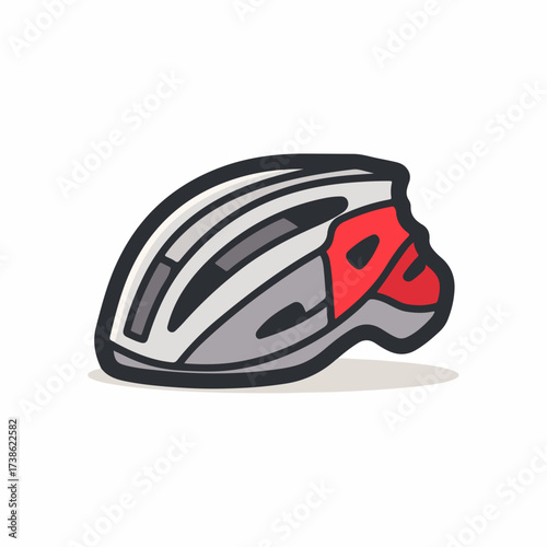 Protective Cycling Helmet Icon Outline Design