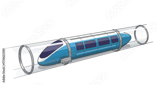 Futuristic high-speed transport in transparent tube technology concept