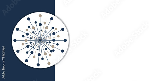 Abstract circular network design with dotted connections on split background