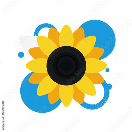 Vibrant Sunflower Design: Playful geometric shapes for modern web banners and social media