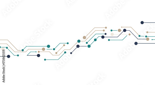 Abstract technology circuit pattern with geometric lines and dots on a white…