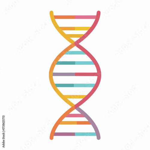 DNA Strand Outline in Flat Style