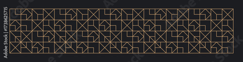 Seamless black and gold geometric line pattern. Graphical illustration for a unique banners, wall decor, textiles and interior design.