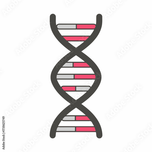Minimalistic DNA Strand Outline Illustration