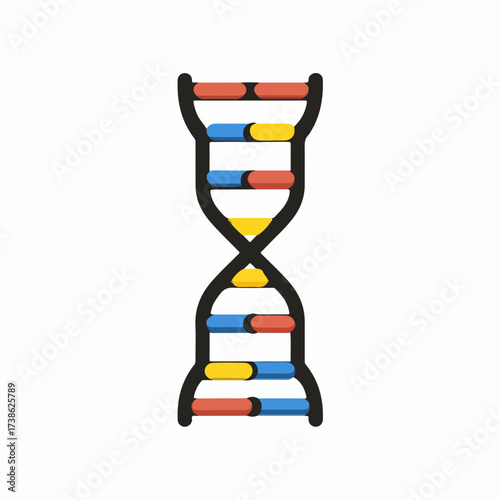 Sleek DNA Strand Outline Vector Illustration