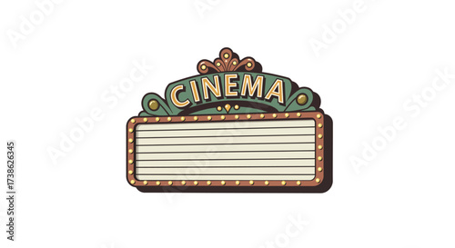 Vintage cinema sign with blank marquee for custom text
