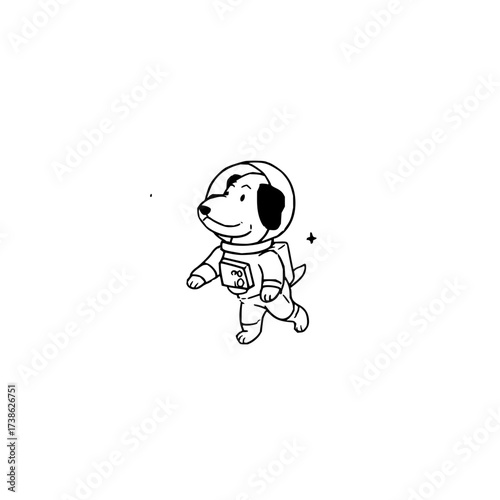 Dog astronaut in space suit vector illustration cute puppy space travel doggy in space exploration mission vector