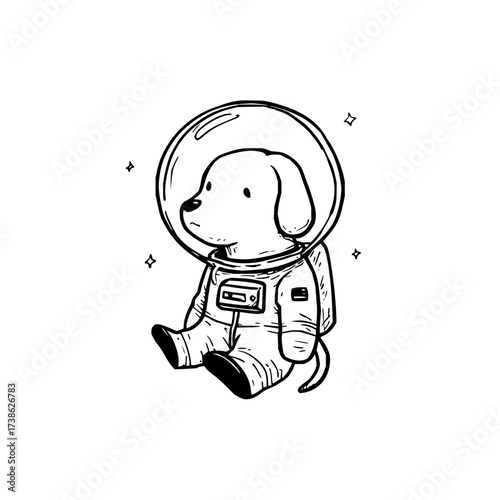 Cute dog astronaut in space suit vector illustration for kids t shirt design and print on demand products
