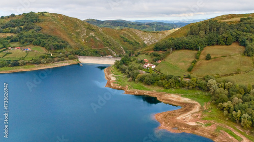 Wallpaper Mural Aerial view of lake and hillside greenery Torontodigital.ca
