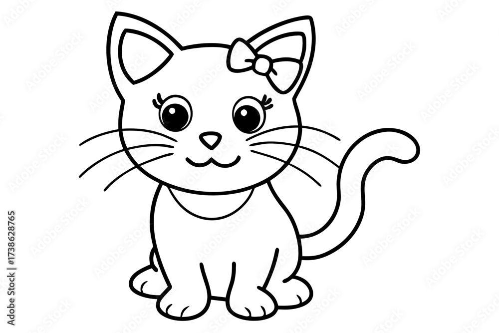 Obraz premium a cute cat with bow- cute kitty