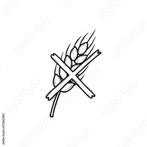 Gluten free icon hand drawn sketch style food restriction symbol vector illustration